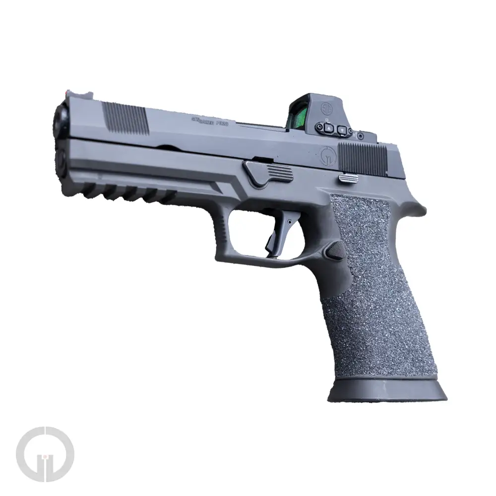 SIG Sauer p320 tabbed trigger, left front view installed